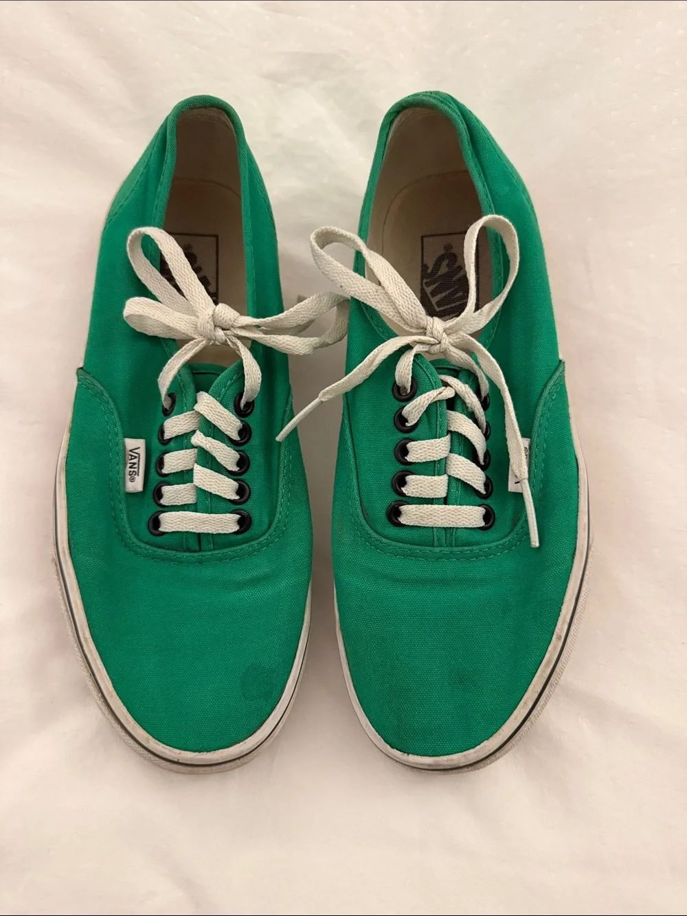 Vans Green Canvas Low-Top Sneakers with White Laces